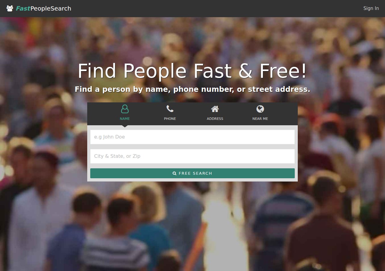 FastPeopleSearch homepage screenshot